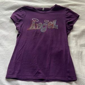 Fun bejeweled purple angel tee